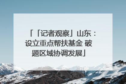 「记者观察」山东：设立重点帮扶基金 破题区域协调发展