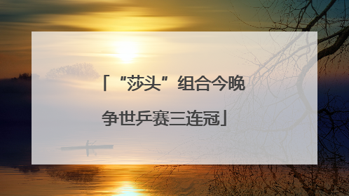 “莎头”组合今晚争世乒赛三连冠