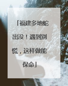 福建多地蛇出没！遇到别慌，这样做能保命