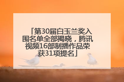 第30届白玉兰奖入围名单全部揭晓，腾讯视频16部制播作品荣获31项提名