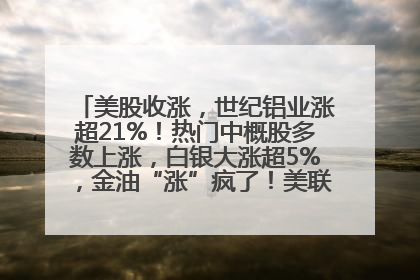 美股收涨，世纪铝业涨超21%！热门中概股多数上涨，白银大涨超5%，金油“涨”疯了！美联储官员最新表态