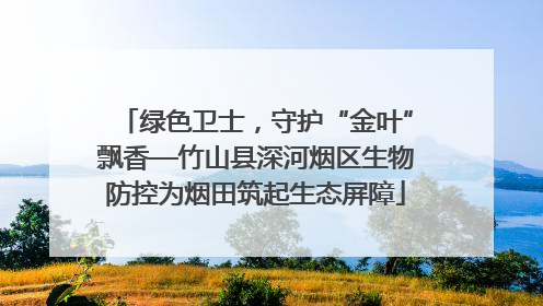 绿色卫士，守护“金叶”飘香—竹山县深河烟区生物防控为烟田筑起生态屏障