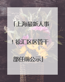 上海最新人事！徐汇区区管干部任前公示