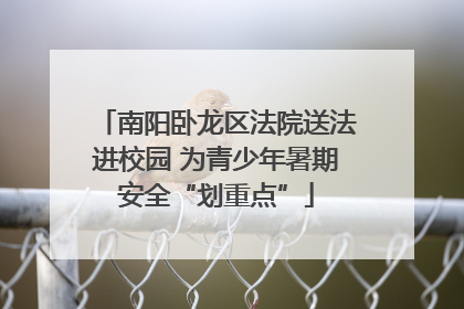 南阳卧龙区法院送法进校园 为青少年暑期安全“划重点”