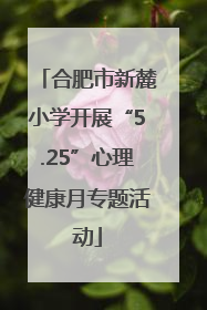 合肥市新麓小学开展“5.25”心理健康月专题活动