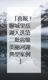 喜报！聊城望岳湖入选第二批省级美丽河湖典型案例