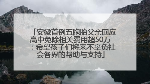 安徽首例五胞胎父亲回应高中免除相关费用超50万：希望孩子们将来不辜负社会各界的帮助与支持