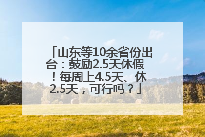 山东等10余省份出台：鼓励2.5天休假！每周上4.5天、休2.5天，可行吗？