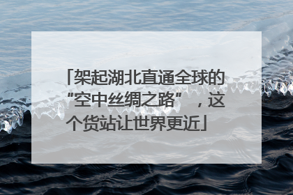 架起湖北直通全球的“空中丝绸之路”，这个货站让世界更近