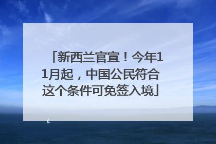 新西兰官宣！今年11月起，中国公民符合这个条件可免签入境