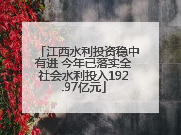 江西水利投资稳中有进 今年已落实全社会水利投入192.97亿元