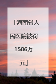 海南省人民医院被罚1506万元