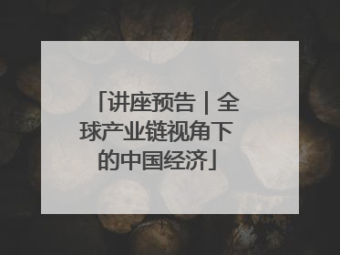 讲座预告｜全球产业链视角下的中国经济