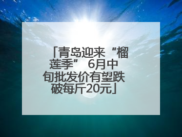 青岛迎来“榴莲季” 6月中旬批发价有望跌破每斤20元