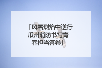 风雪烈焰中逆行 瓜州消防书写青春担当答卷