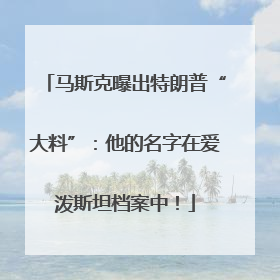 马斯克曝出特朗普“大料”：他的名字在爱泼斯坦档案中！