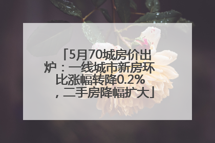 5月70城房价出炉：一线城市新房环比涨幅转降0.2%，二手房降幅扩大